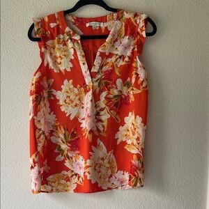 Rose & Olive Orange Floral Sleeveless V-Neck Camisole
